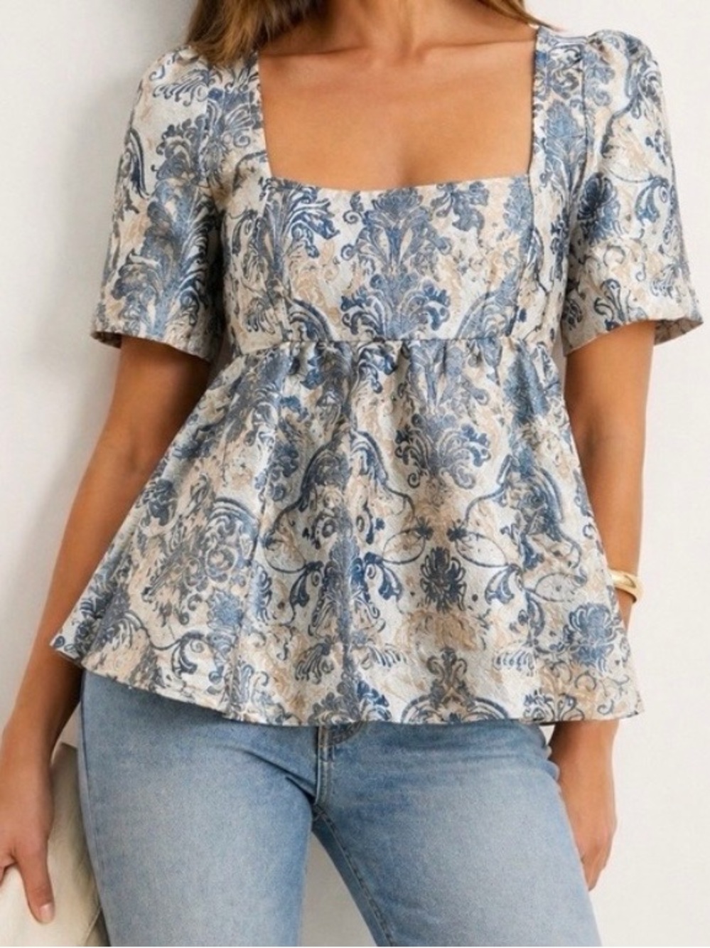 FREE PEOPLE Eloise Jaquard Blouse - Picture 1 of 10
